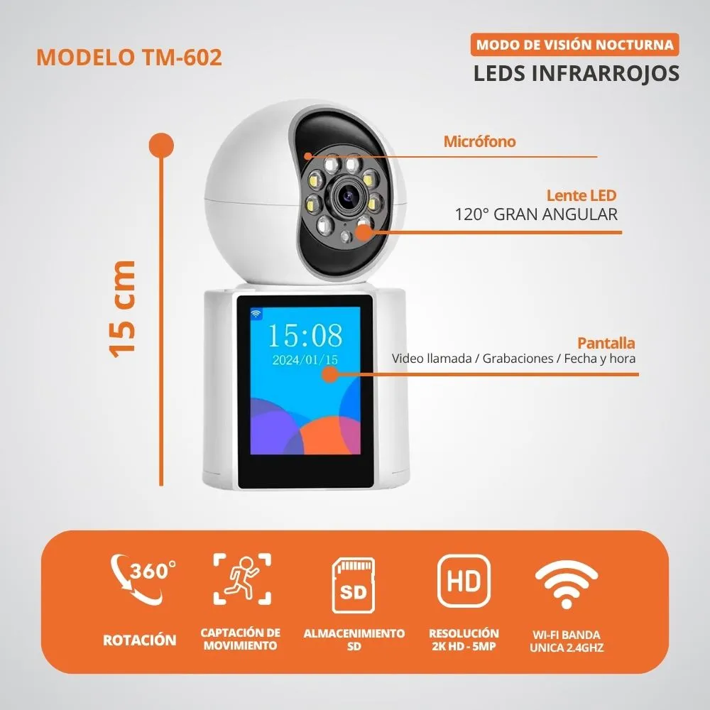 Cámara Seguridad Con Video Llamada Wifi Pantalla Inteligente