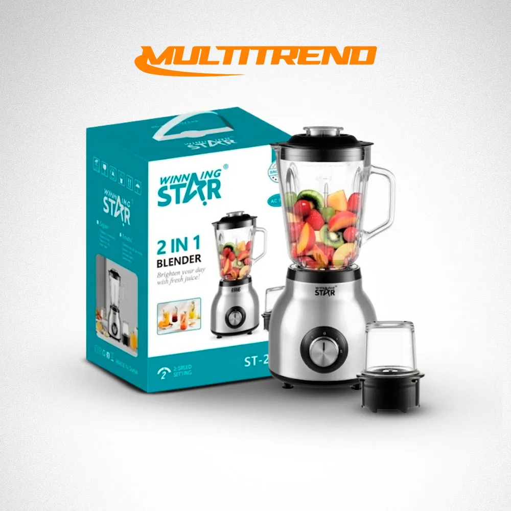 Licuadora Winning Star 300W 2en1 Vaso De Vidrio 1.5L
