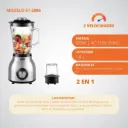 Licuadora Winning Star 300W 2en1 Vaso De Vidrio 1.5L