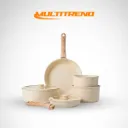 Batería De Cocina Con Antiadherente 25 Piezas- Blanca