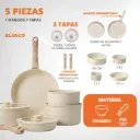 Batería De Cocina Con Antiadherente 25 Piezas- Blanca