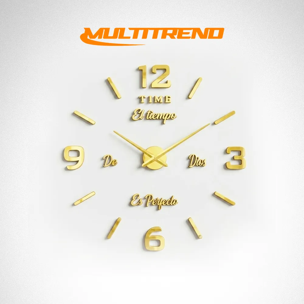 [18-GH2-108-Dorado] Reloj De Pared Decorativa Minimalista 3D (Dorado)