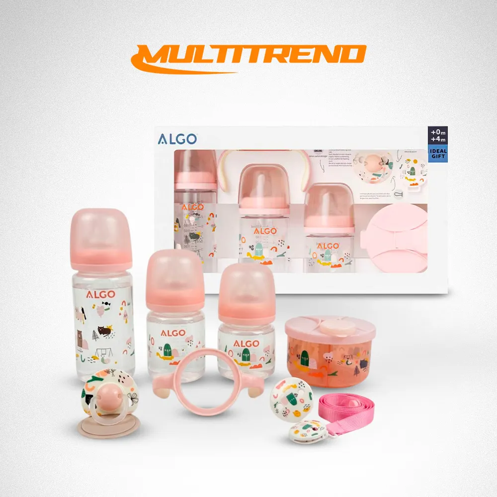 [13-GH2-181-Rosa] Set De Teteros Para Bebe ALGO 0m+ / 4m+ (Rosa)