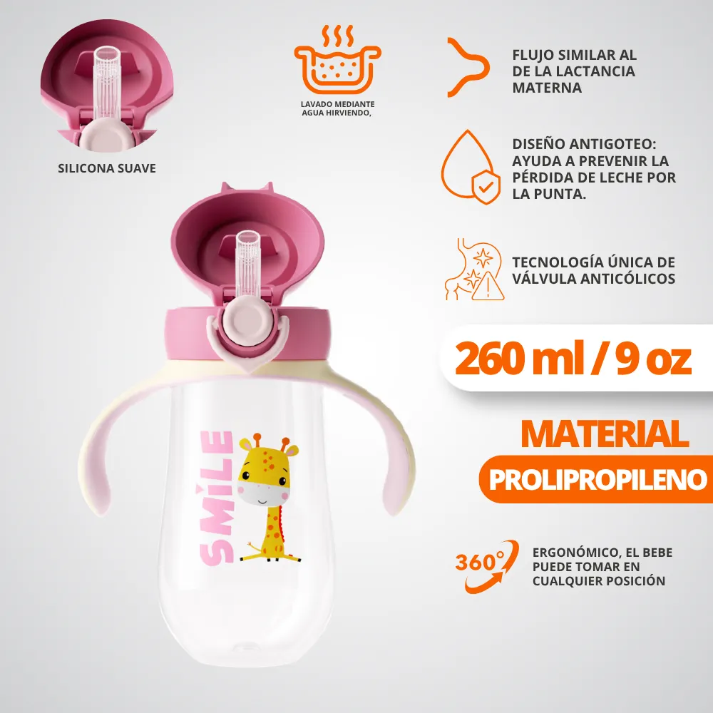 [43-GH2-183-Rosa] Vaso Entrenador Con Pitillo y Asas ALGO (Rosa)