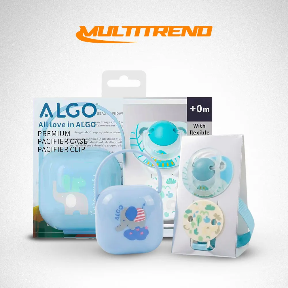 [43-GH2-187-Azul] Set De Chupo Con Porta Chupón Y Sujetador ALGO (Azul)