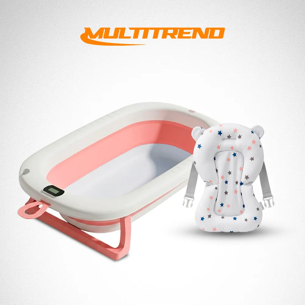 [44-GH2-192-Rosa] Bañera Plegable Con Asiento Cojin Eco (Rosa)