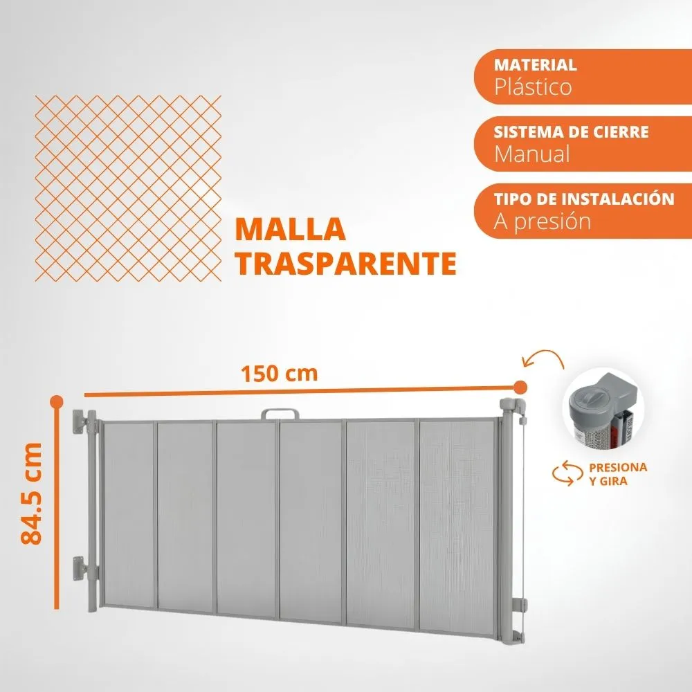 [44-GH2-194] Puerta Retráctil Reja Seguridad Ajustable Para Niños y Animales
