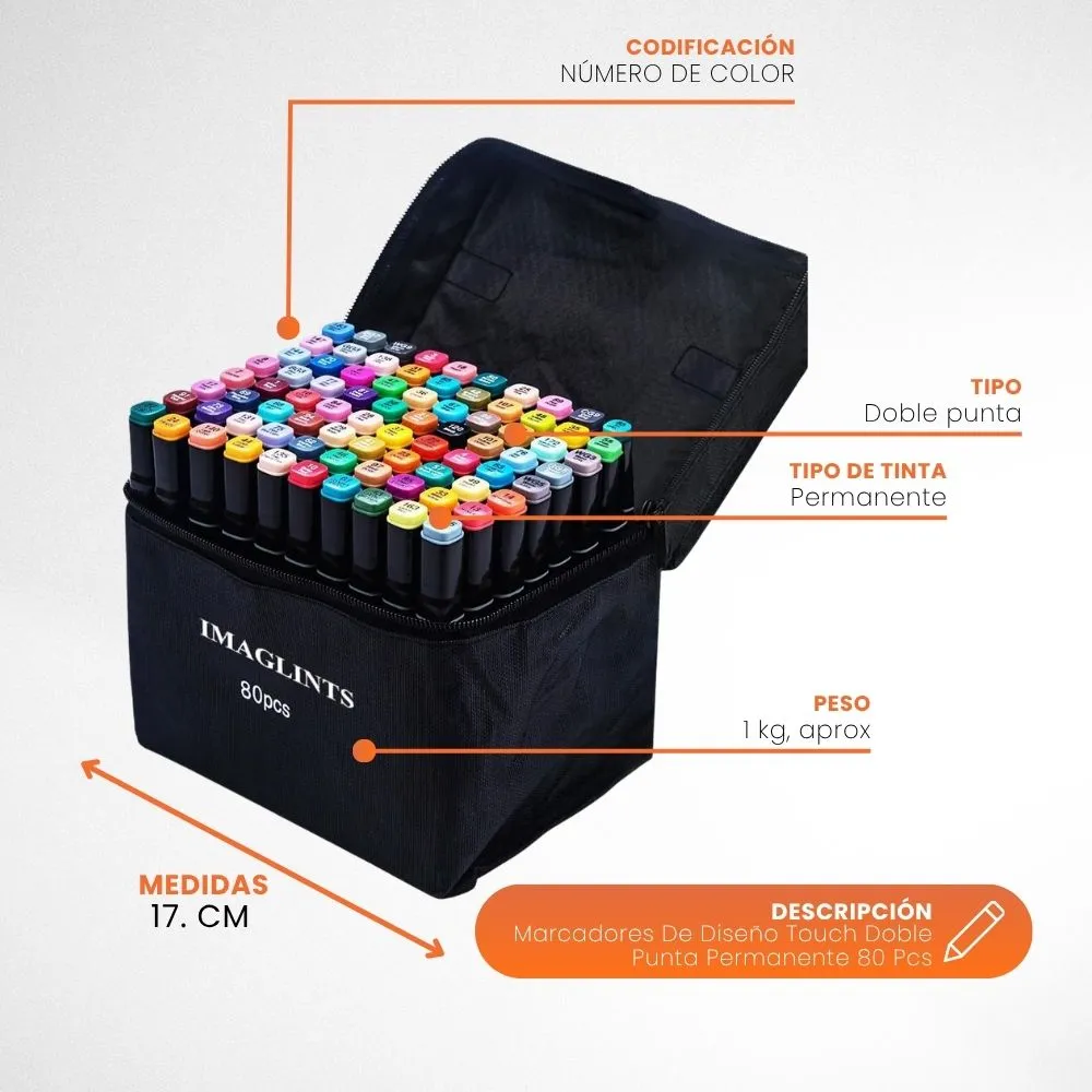 [1-GH2-1] Marcadores De Diseño Touch Doble Punta Permanente 80 Pcs