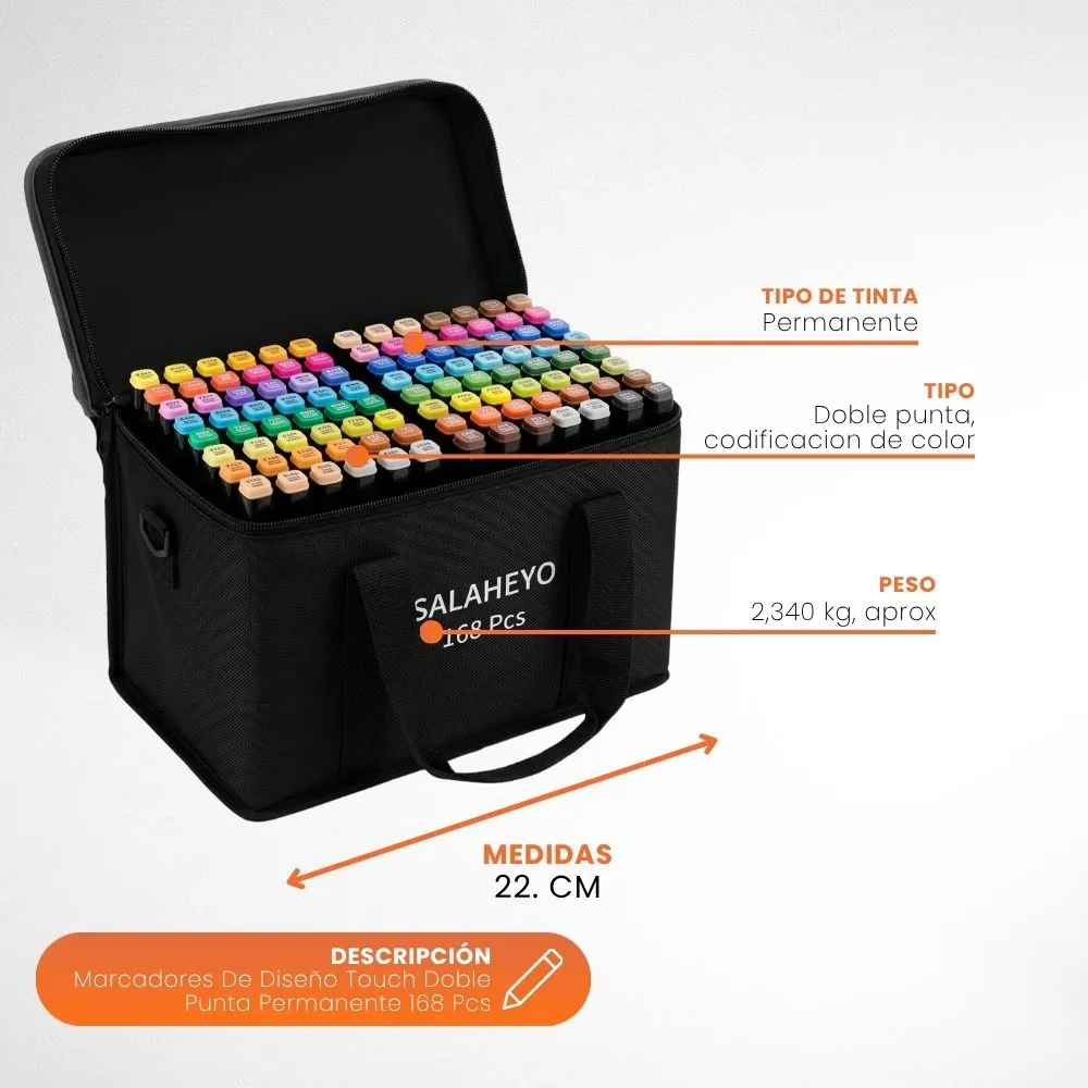 [1-GH2-2] Marcadores De Diseño Touch Doble Punta Permanente 168 Pcs
