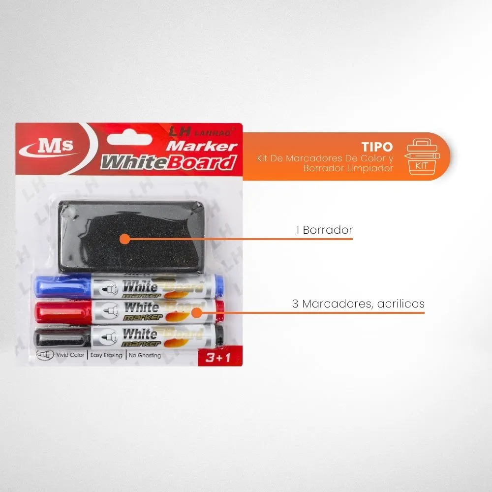 [1-GH2-4] Kit De Marcadores De Color y Borrador Limpiador