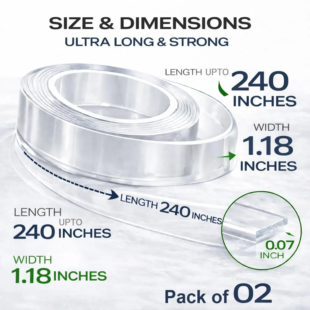 [3-GH2-9] Cinta Adhesiva Nano Tape Gel Doble Faz Transparente Rollo 3m