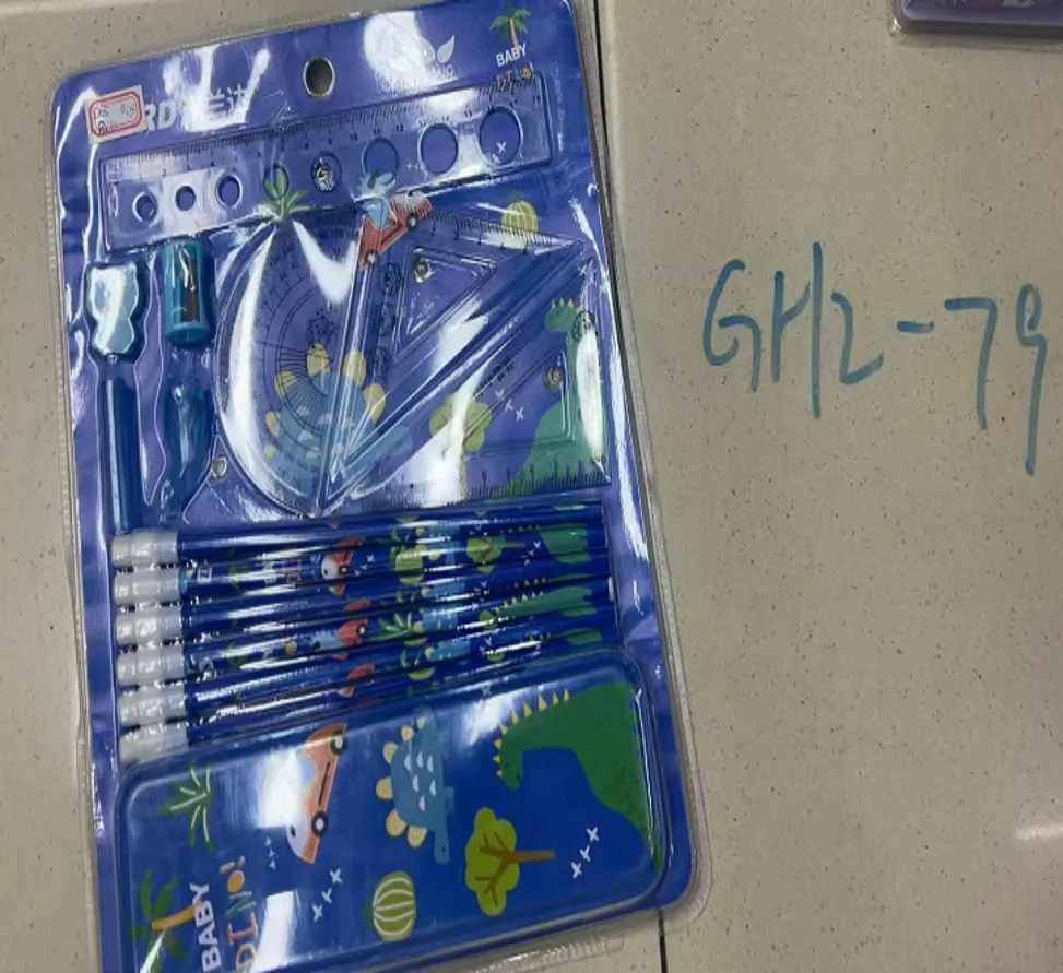 [8-GH2-79] Juego De Geometría  Escolar Con Regla Compas Y Lapices