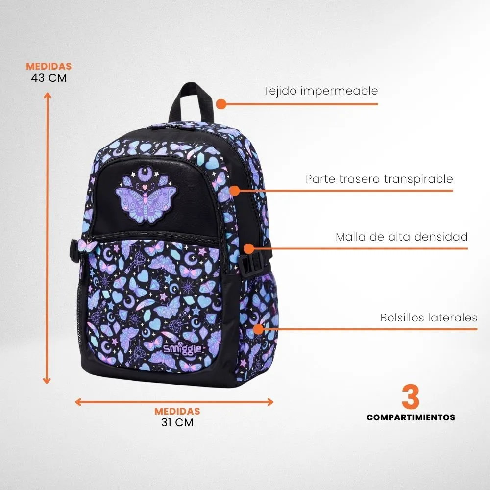 [4-GH2-10-2] Morral Bolso Colegial Escolar Infantil Con Lapicera (Mariposa)