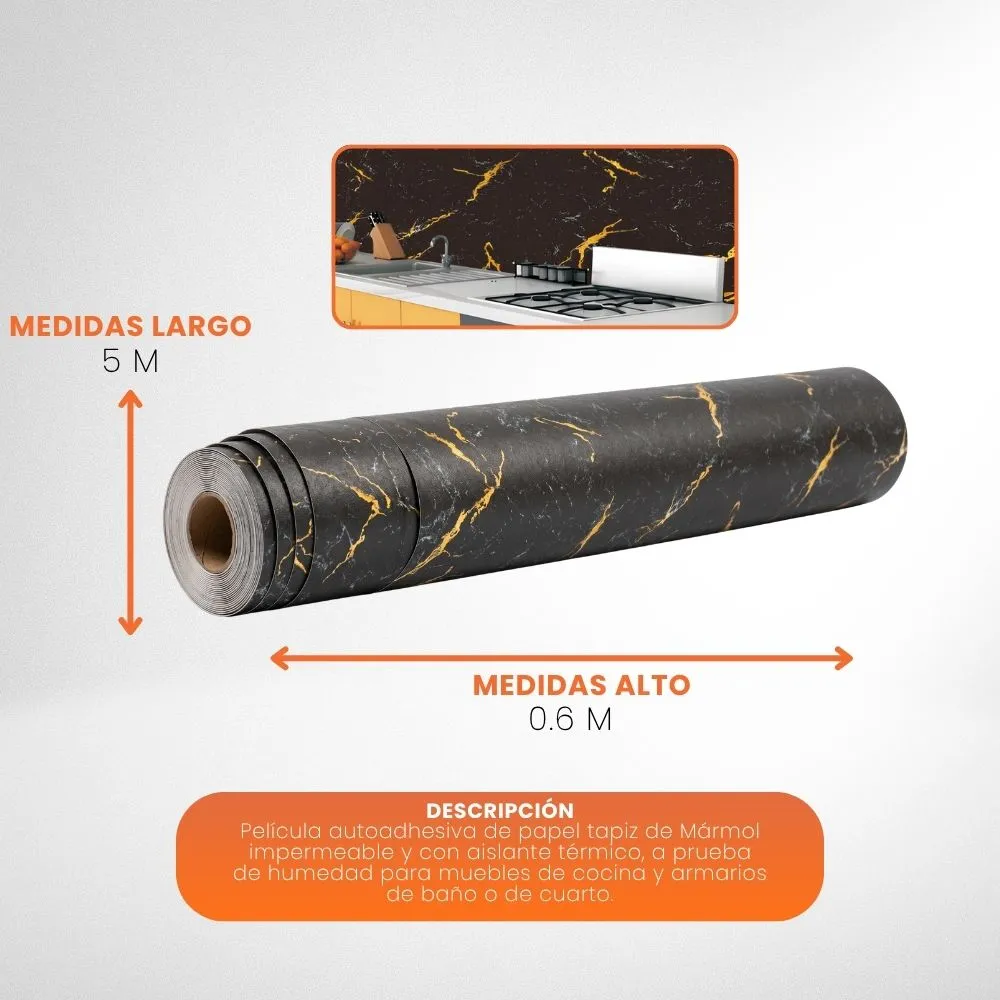 [14-GH2-141-B] Papel Tapiz De Vinil Autoadhesivo Mármol Rollo De 5m 60cm Uso General (#1)