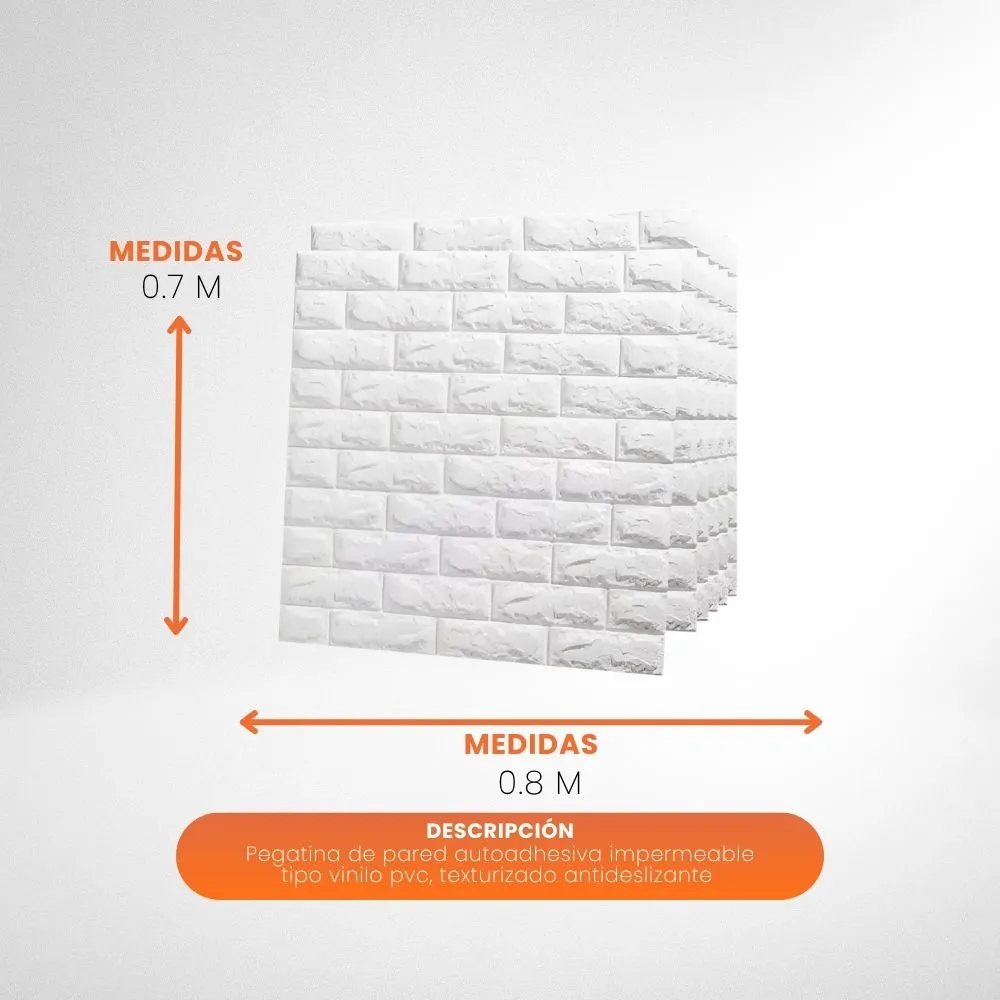 Panel Adhesivo 3d Decorativo Vinilo Ladrillo Pared , Lamina 80x70 Cm