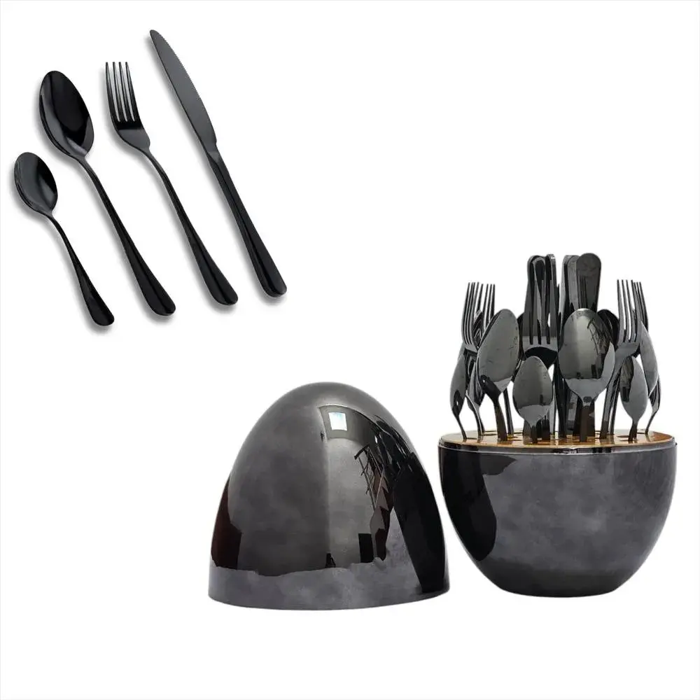 Juego De Cubiertos 24pcs Acero Inoxidable Gold Estuche Huevo
