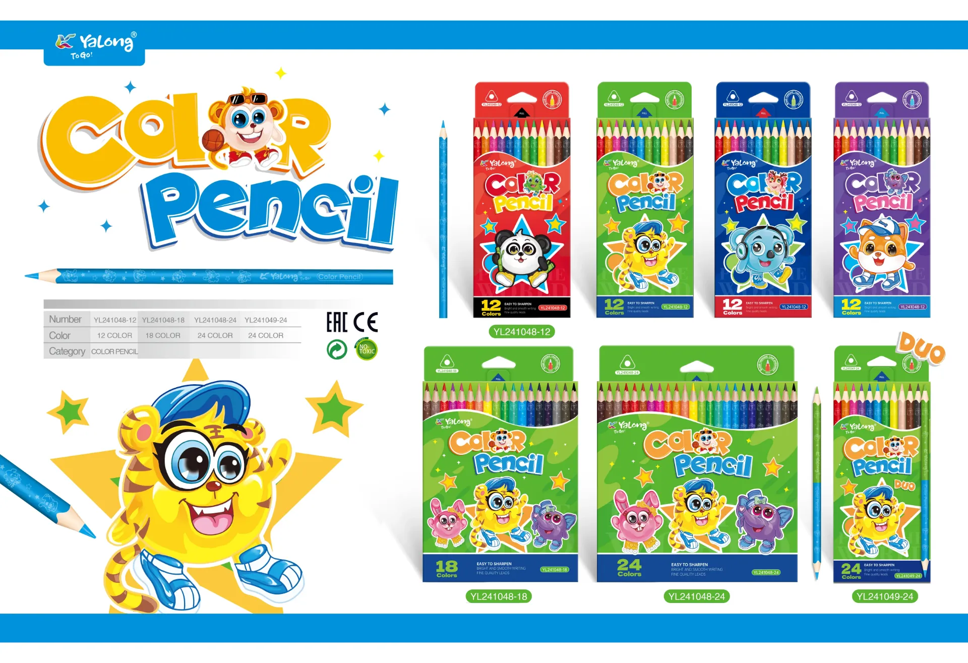 [5-GH2-13] Colores Yalong Diseño Infantil Caja 12 Colores Intensos