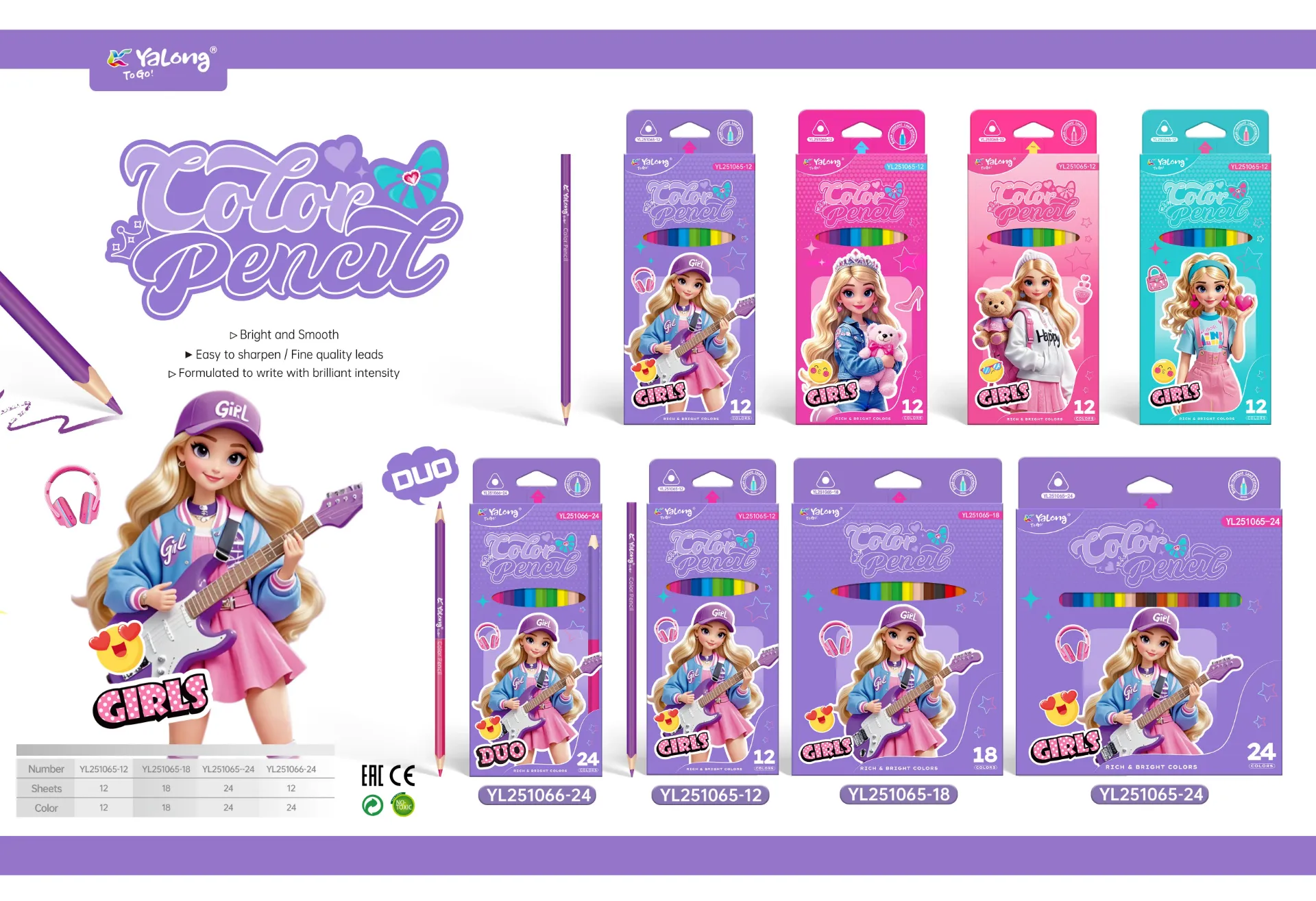 Colores YaLong Infantil Diseño Barbie Caja 24 Colores Tradicional