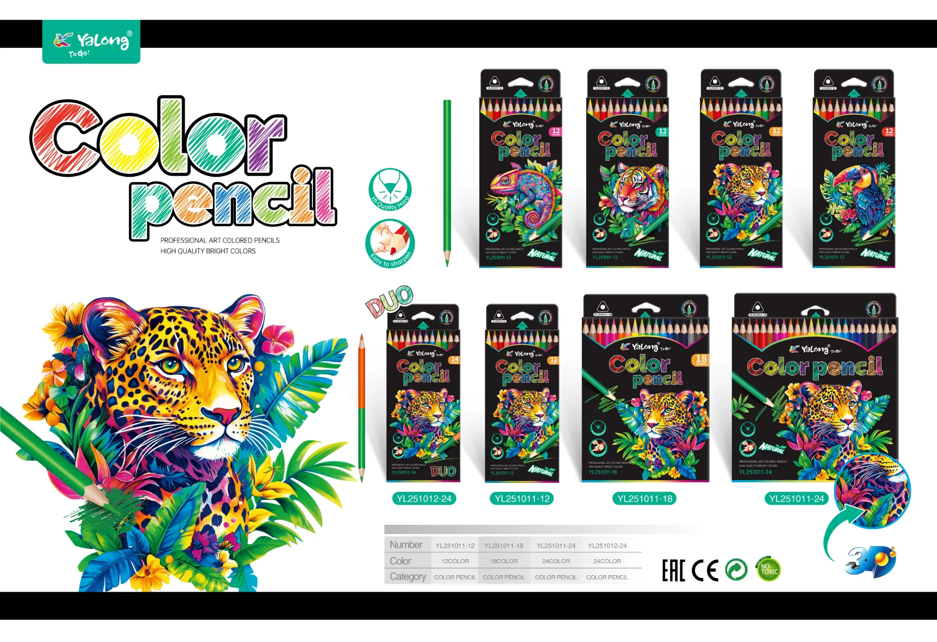 Colores YaLong Diseño Profesional Caja 24 Colores Intensos
