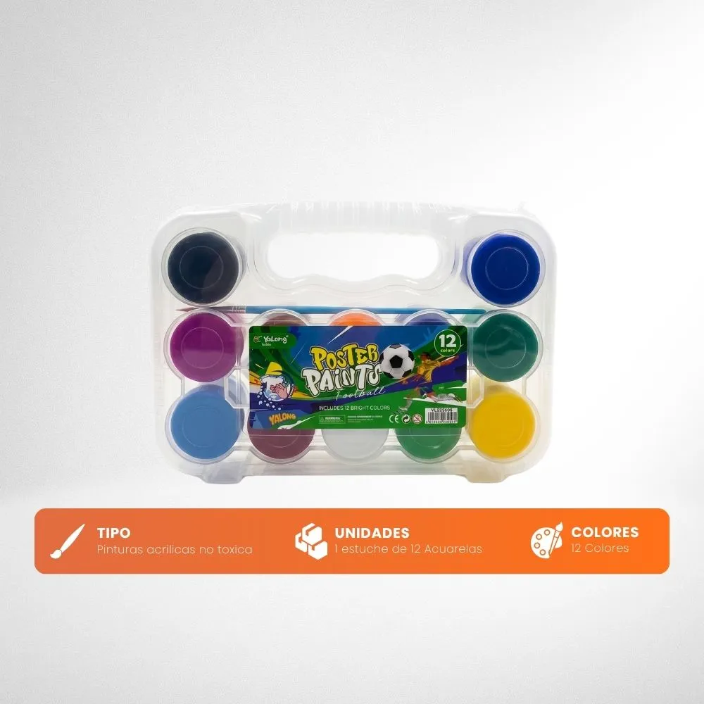 [5-GH2-67-Acuarelas] Acuarela  YaLong X 12 Colores Con Pincel