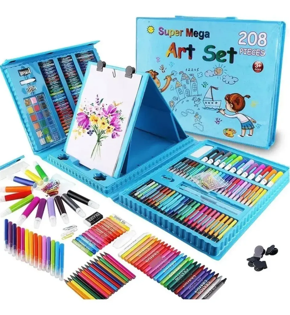 [6-GH2-69-Azul] Maletín De Arte Juguete Pintar Y Dibujar Niños 208pcs (Azul)