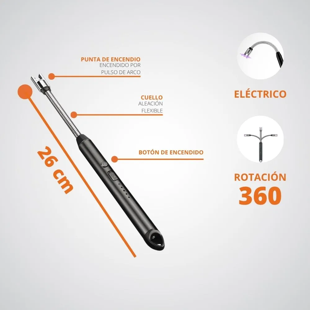 Encendedor Recargable Usb Arco De Plasma Cocina Velas