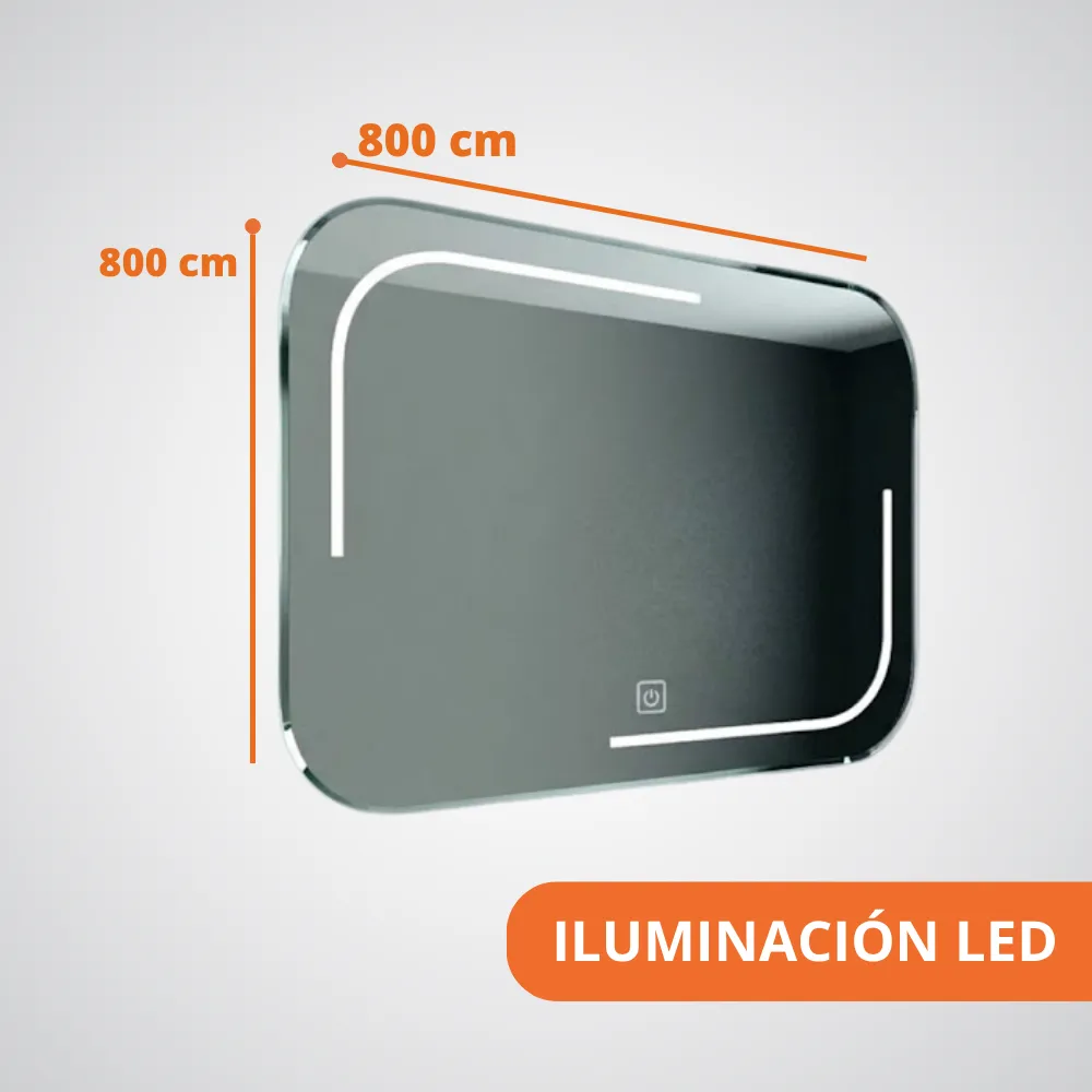 [32-GH2-146A] Espejo Moderno Con Luz Led 3 Tonos 60x80 Cm