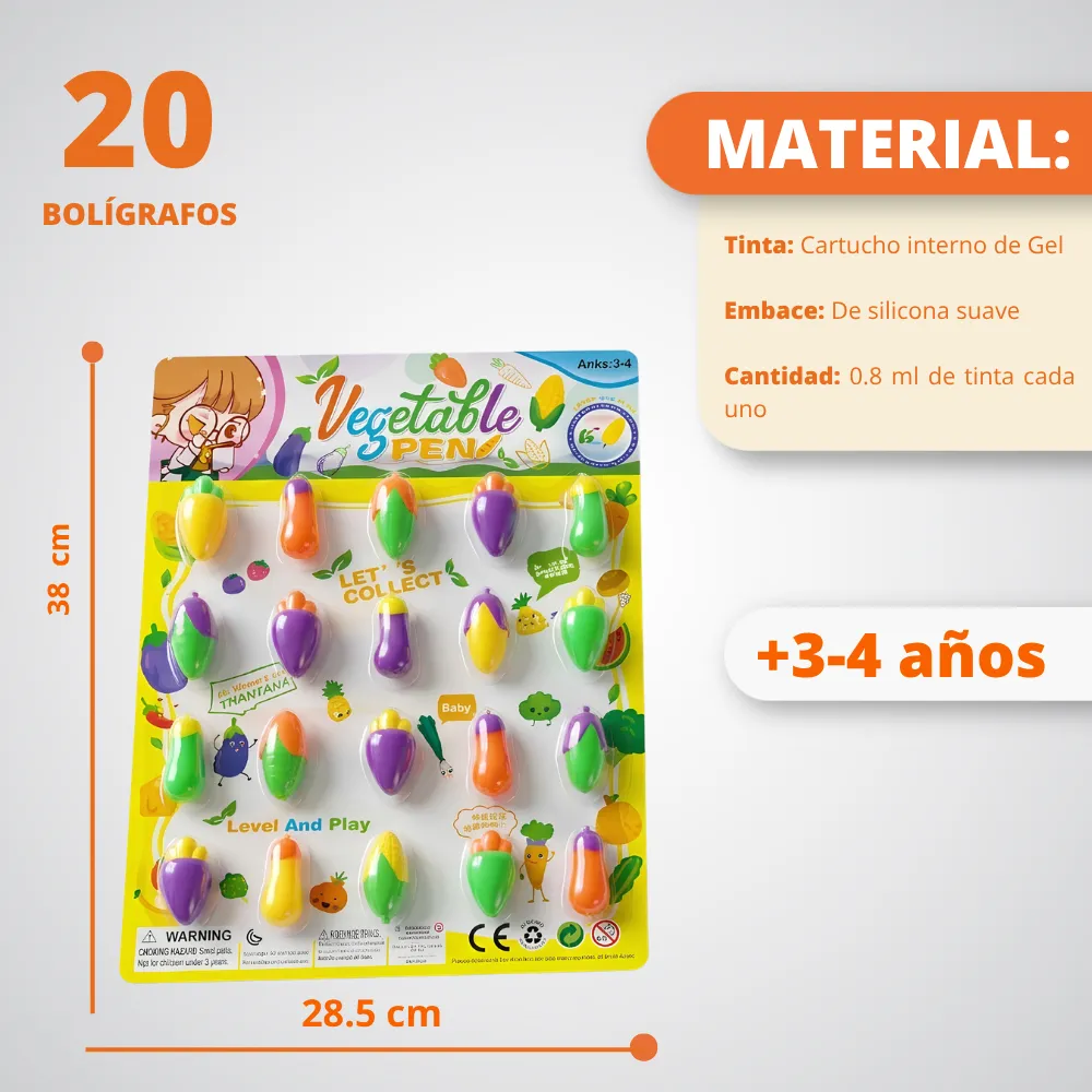 [JGT-GH2-2810734] Juguete Bolígrafos De Vegetales 20 Und 2810734