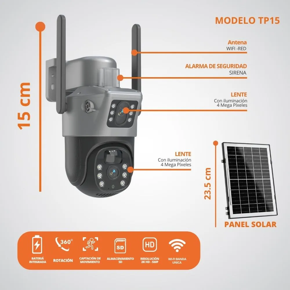 Camara De Seguridad Con Panel Solar / Wifi Exterior