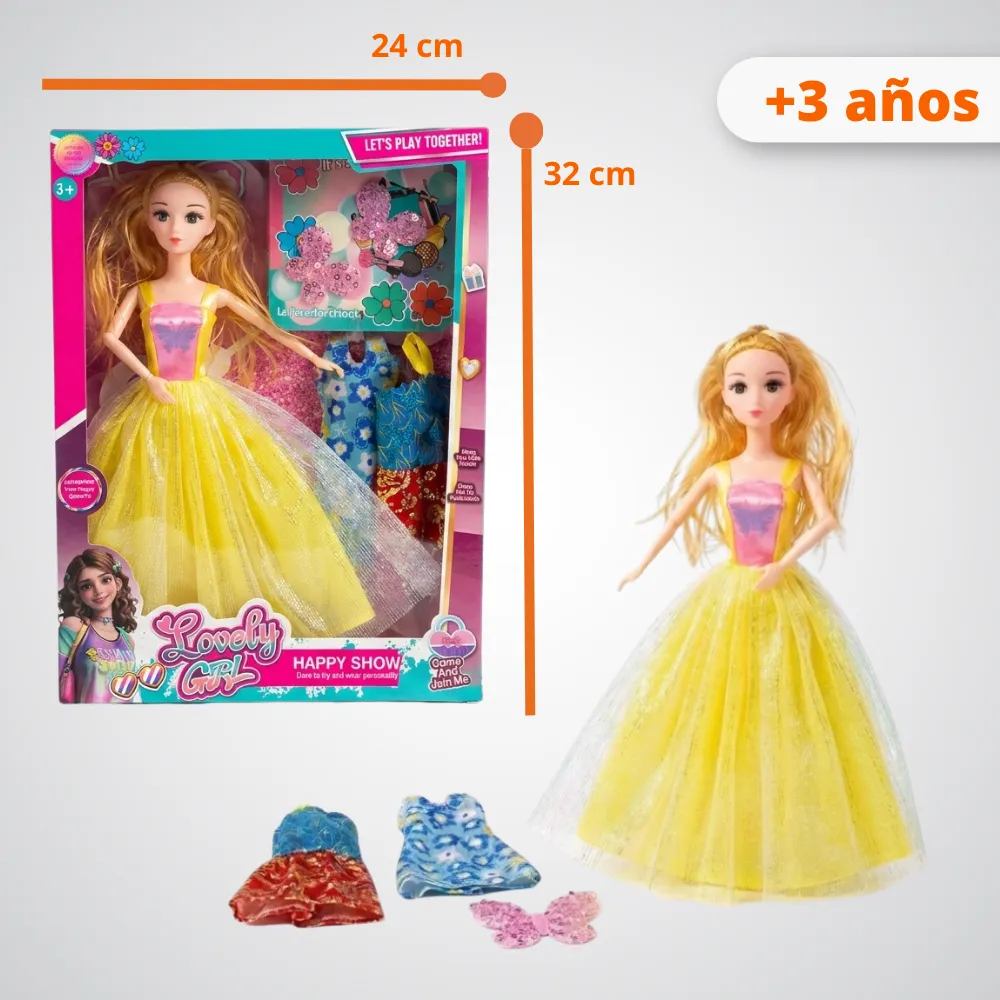 [JGT-GH2-3209500] Juguete Muñeca Plástica Barby 11" Con Accesorios 3209500