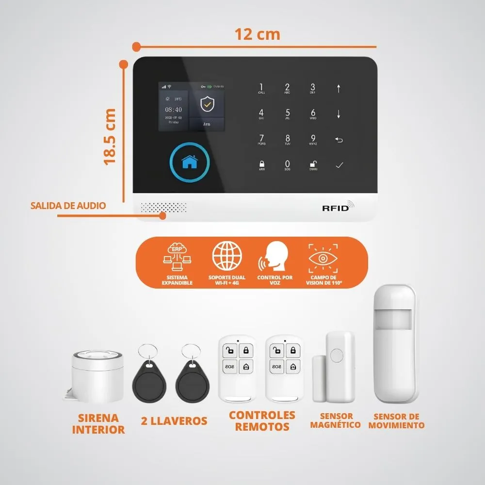 Kit Central Alarma De Seguridad Wifi 4g Gsm Inalámbrica Casa