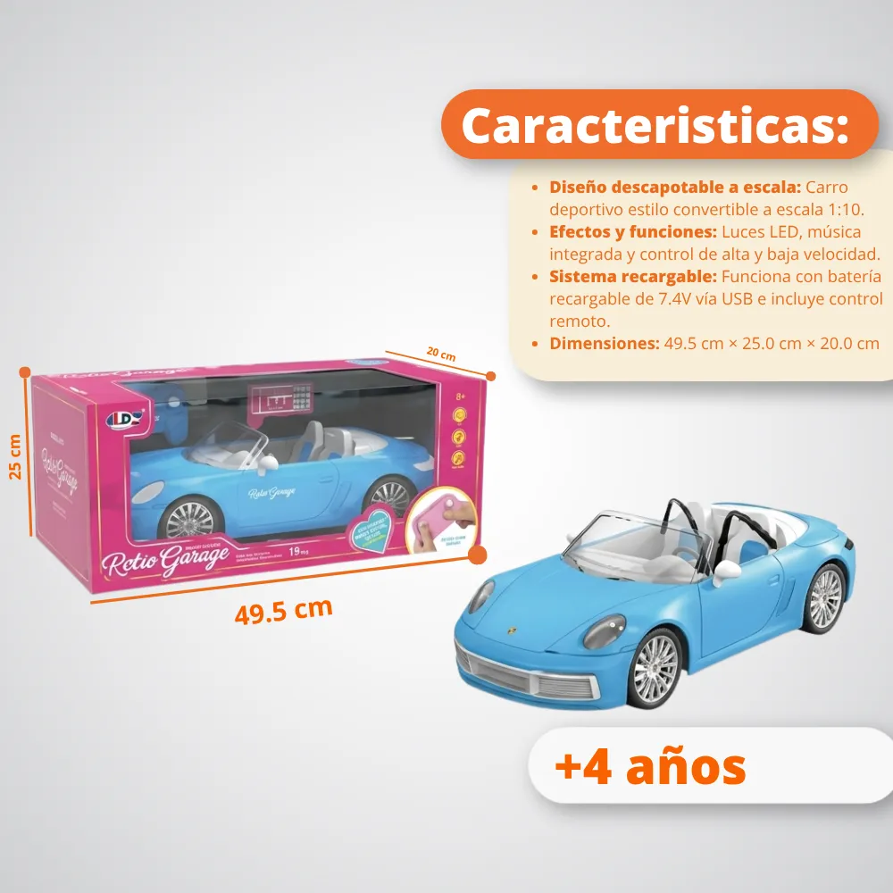 [JGT-GH2-3222223] Juguete Carro Barby RC Con Luces Y Musica 3222223