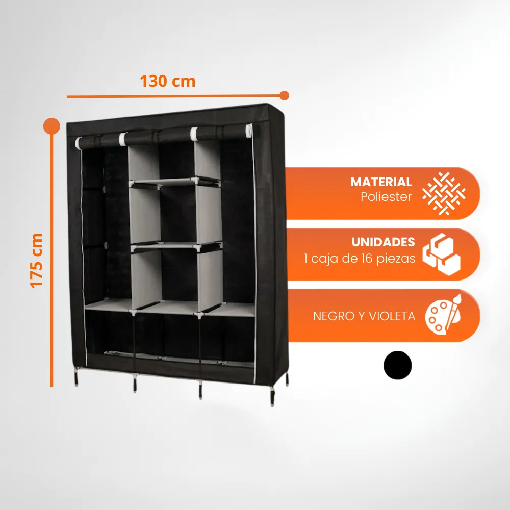 [15-GH2-95] Closet Grande Organizador Armable 3 Compartimientos