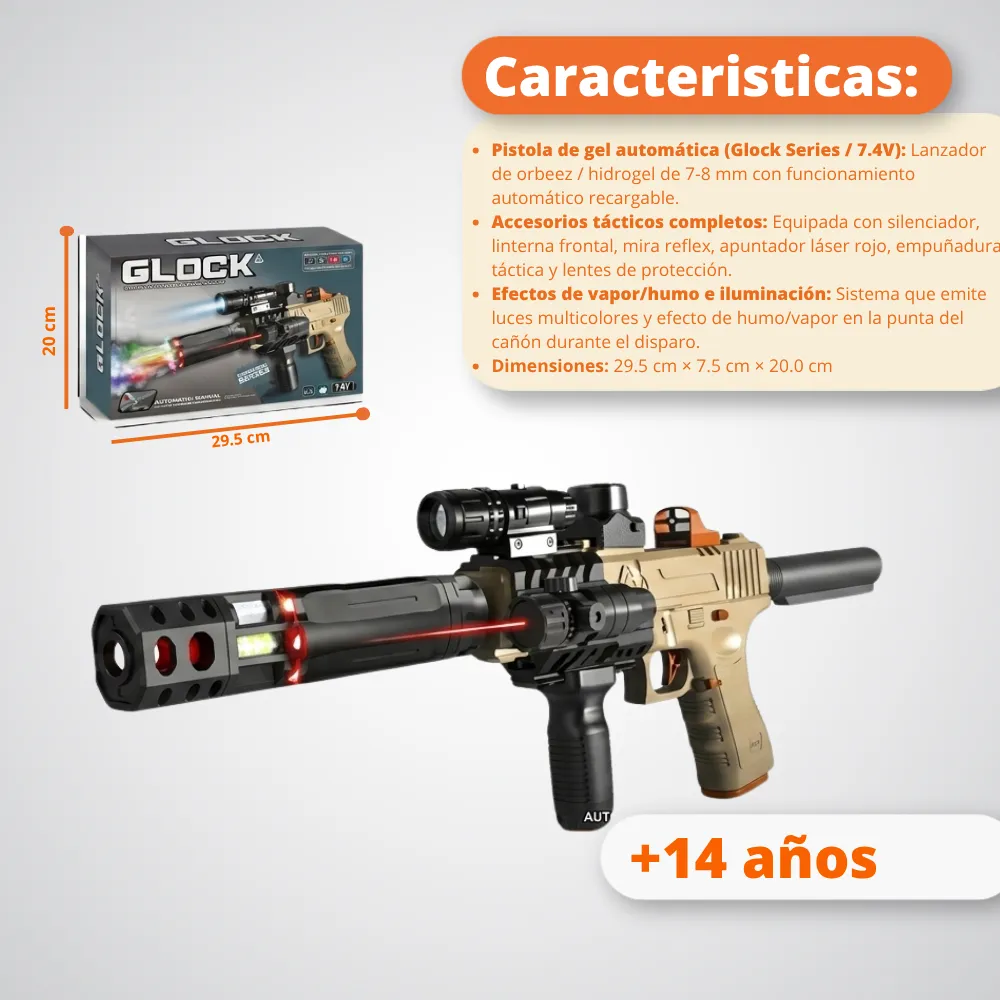 [JGT-GH2-3225145] Juguete Pistola GLOCK De Hidrogel 3225145