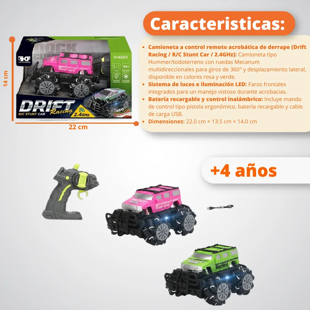 [JGT-GH2-3228226] Juguete Carro RC Con Luces Recargable 3228226