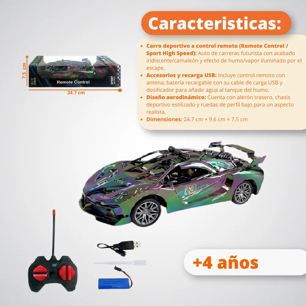 [JGT-GH2-3238667] Juguete Carro RC Con Humo Recargable 3238667