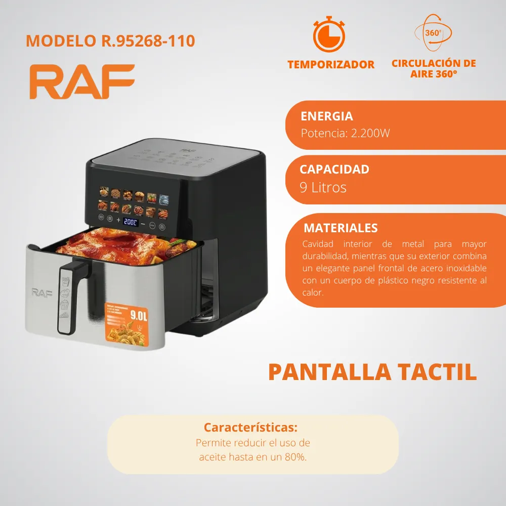 [48-GH2-202] Freidora De Aire De 9L Acero Inoxidabel RAF