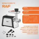 Moledora De Carne Eléctrica Con Accesorios Acero inoxidable 1000W RAF