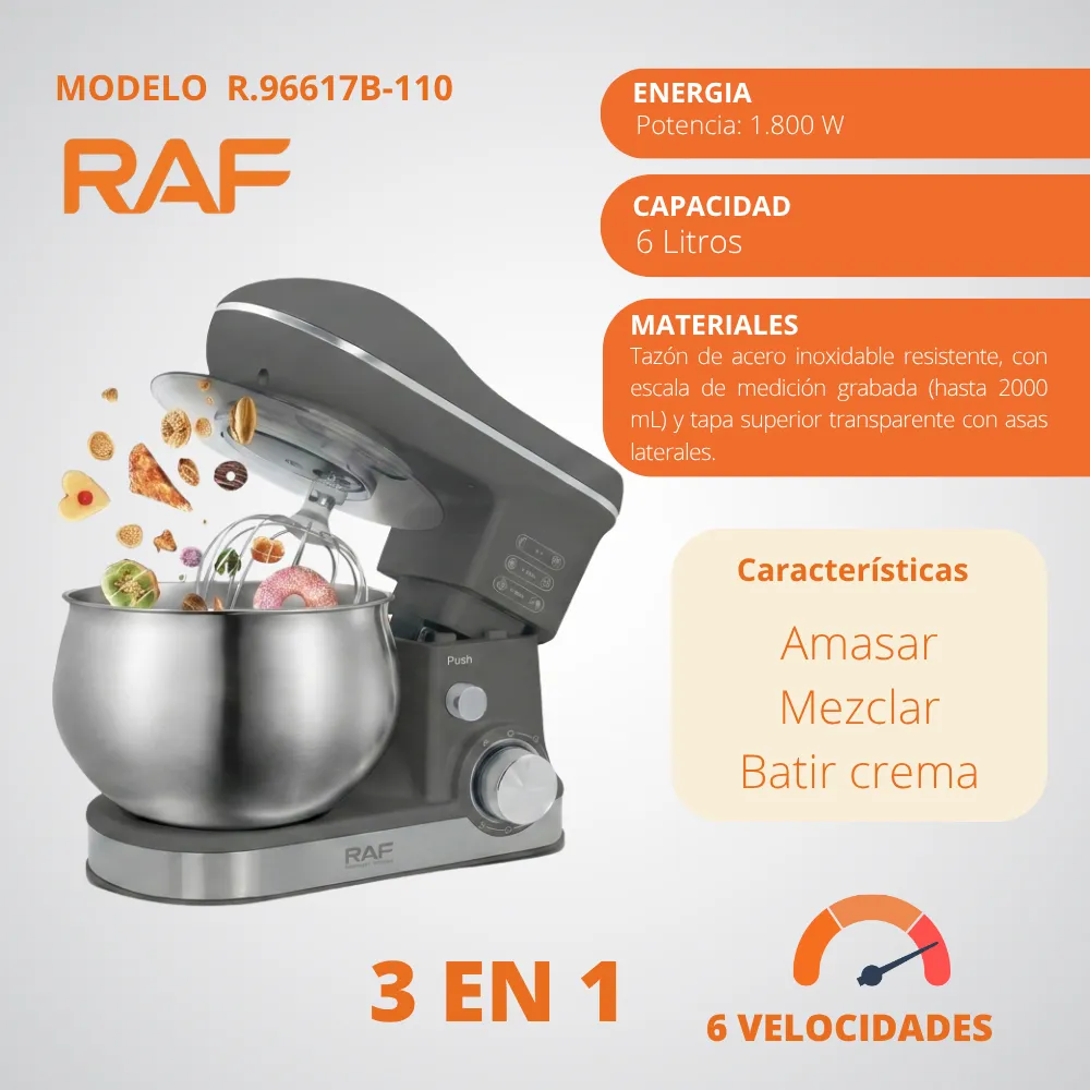 [48-GH2-211] Batidora De Pie 6 Velocidades 1800W RAF