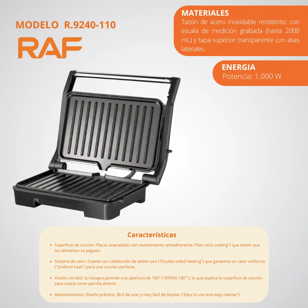 [48-GH2-212] Sandwichera Electrica Parrillera 1000W Antederente RAF