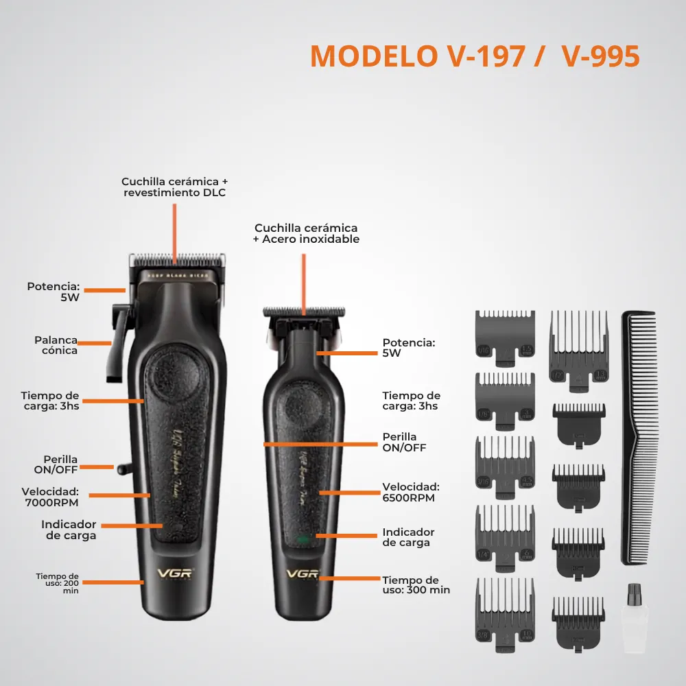 Maquina Para Cortar Cabello VGR Mas Trimmer 2en1 V-197&V-995