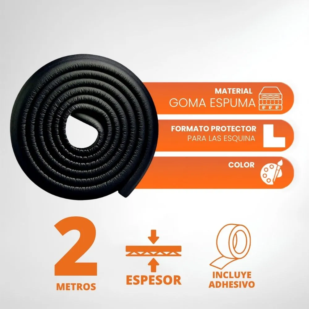 [31-GH2-145-Negro] Protector De Esquinas y Borden Para Mesas Foamy 2m (Negro)
