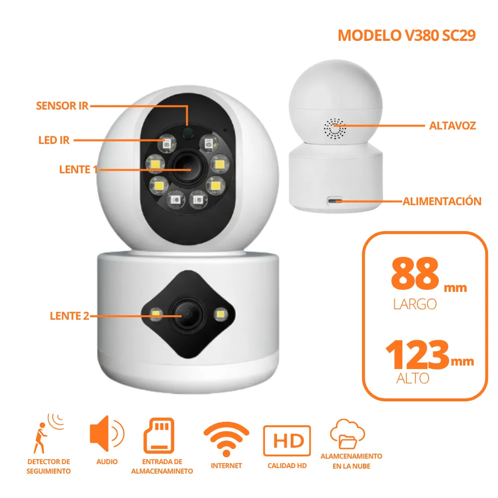 [20-GH2-120] Camara De Seguridad Wifi Domestica Doble Camara