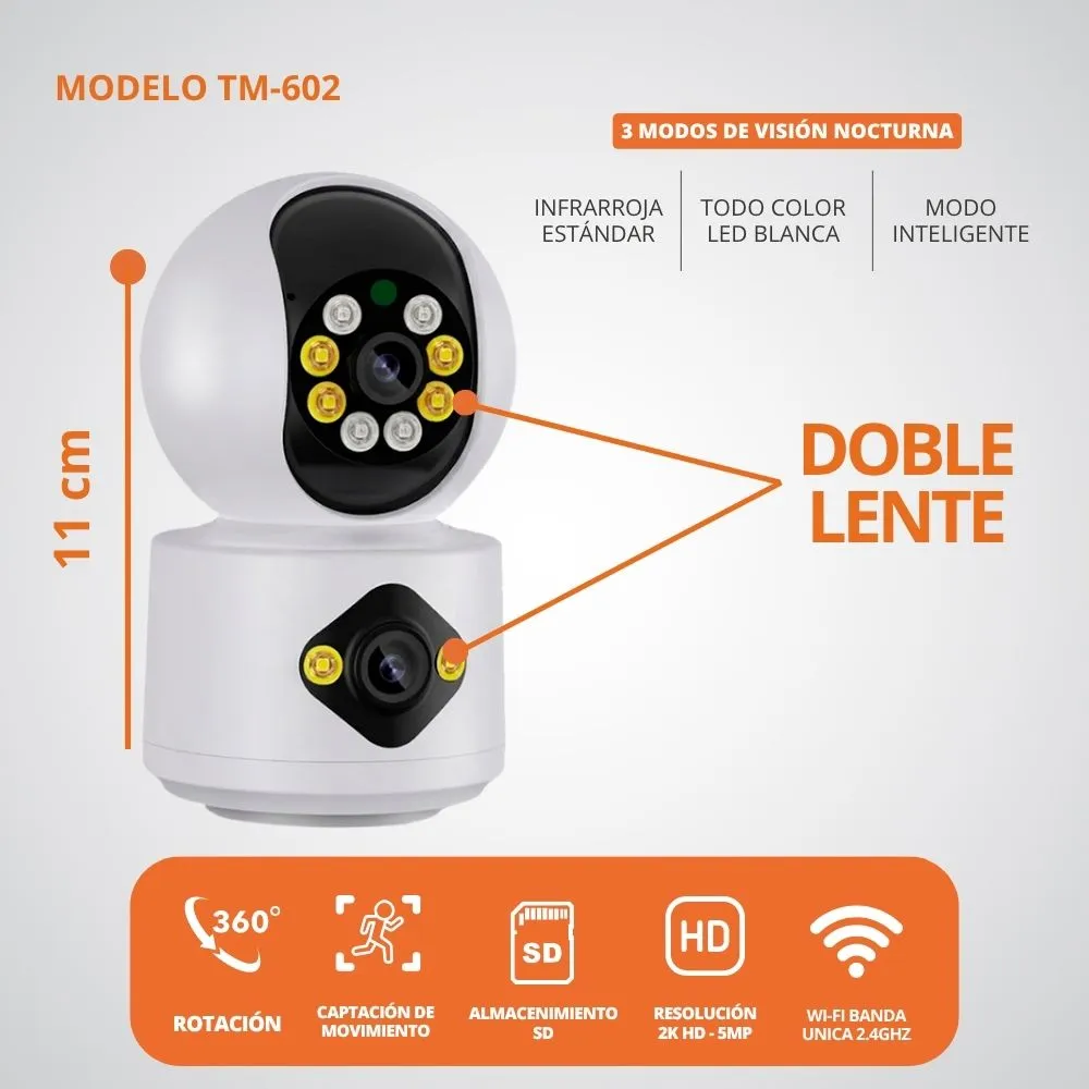 Camara De Seguridad Wifi Domestica Doble Camara