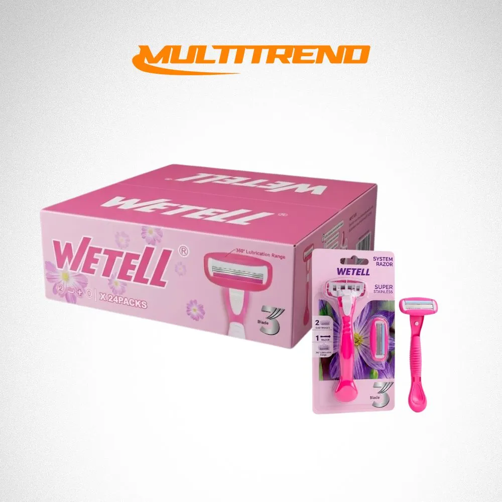[34-GH2-151B] Afeitador Desechable Corporal Wettel + 1 Hojilla De Respueto (Rosa)