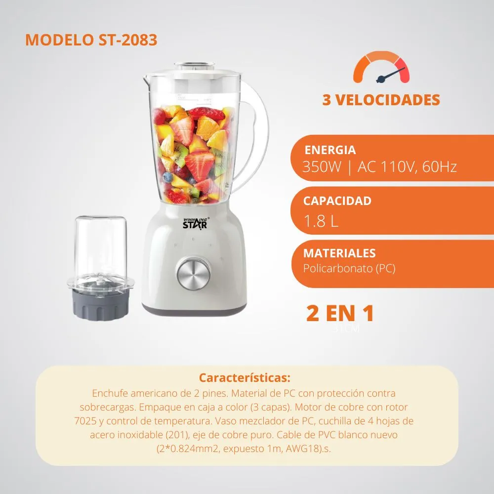 [35-GH2-153] Licuadora WinningStar Vaso De Policarbonato 350W